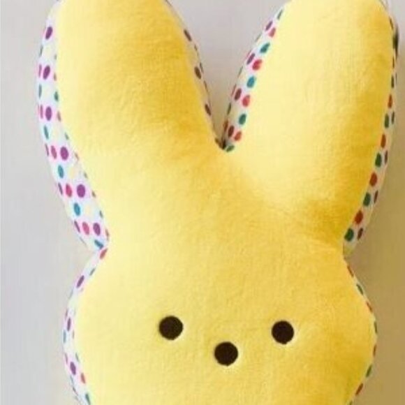 Huge Yellow Peeps Plush Stuffed  Easter Bunny w/ Rainbow Polka Dots Peep 17” 2PK - Picture 2 of 7
